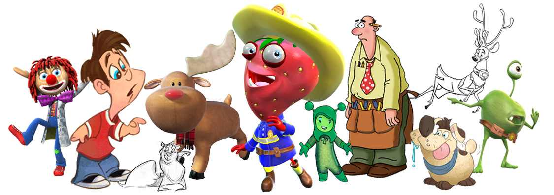 character design, character animation and modelling